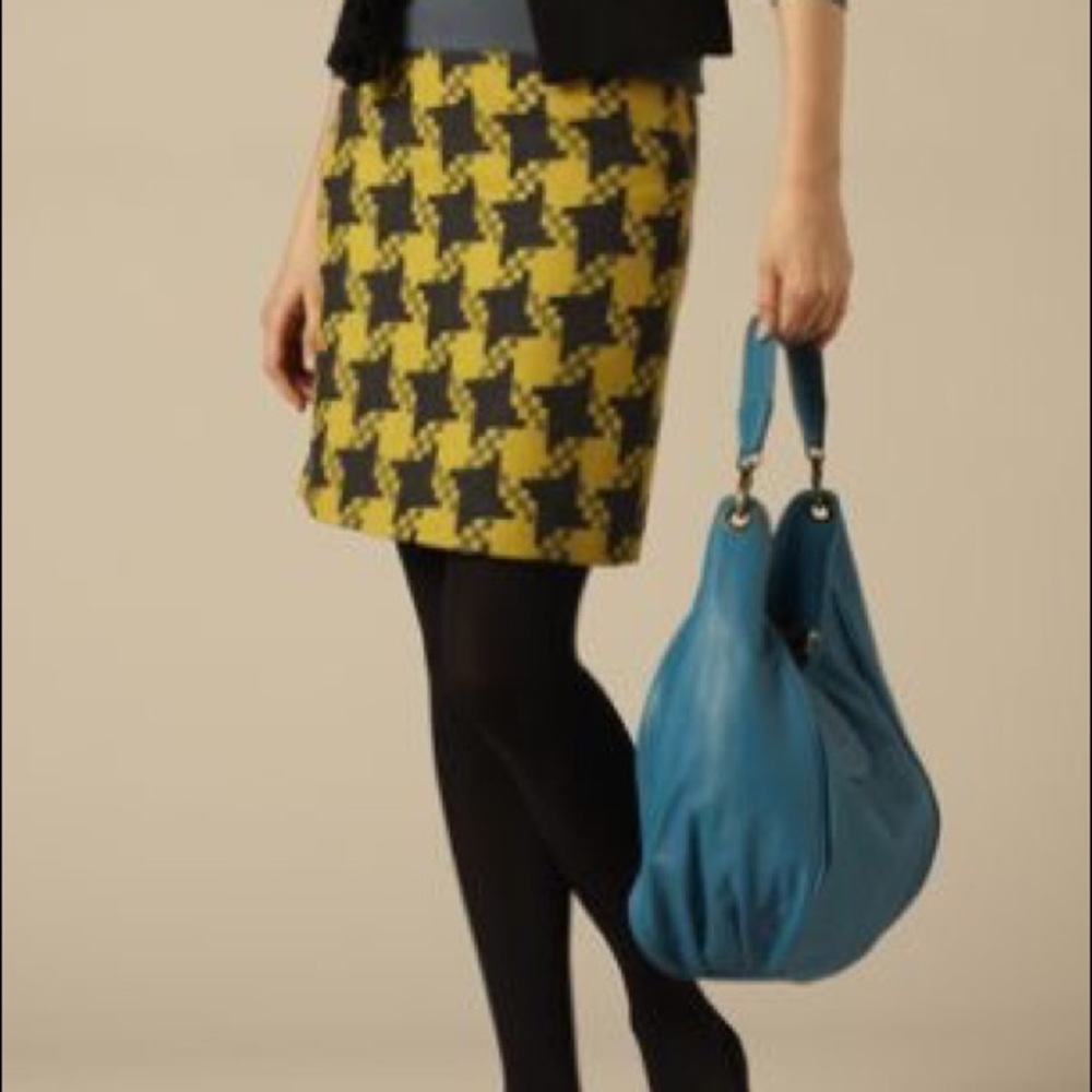BODEN | mustard/gray houndstooth mini skirt sz 4
